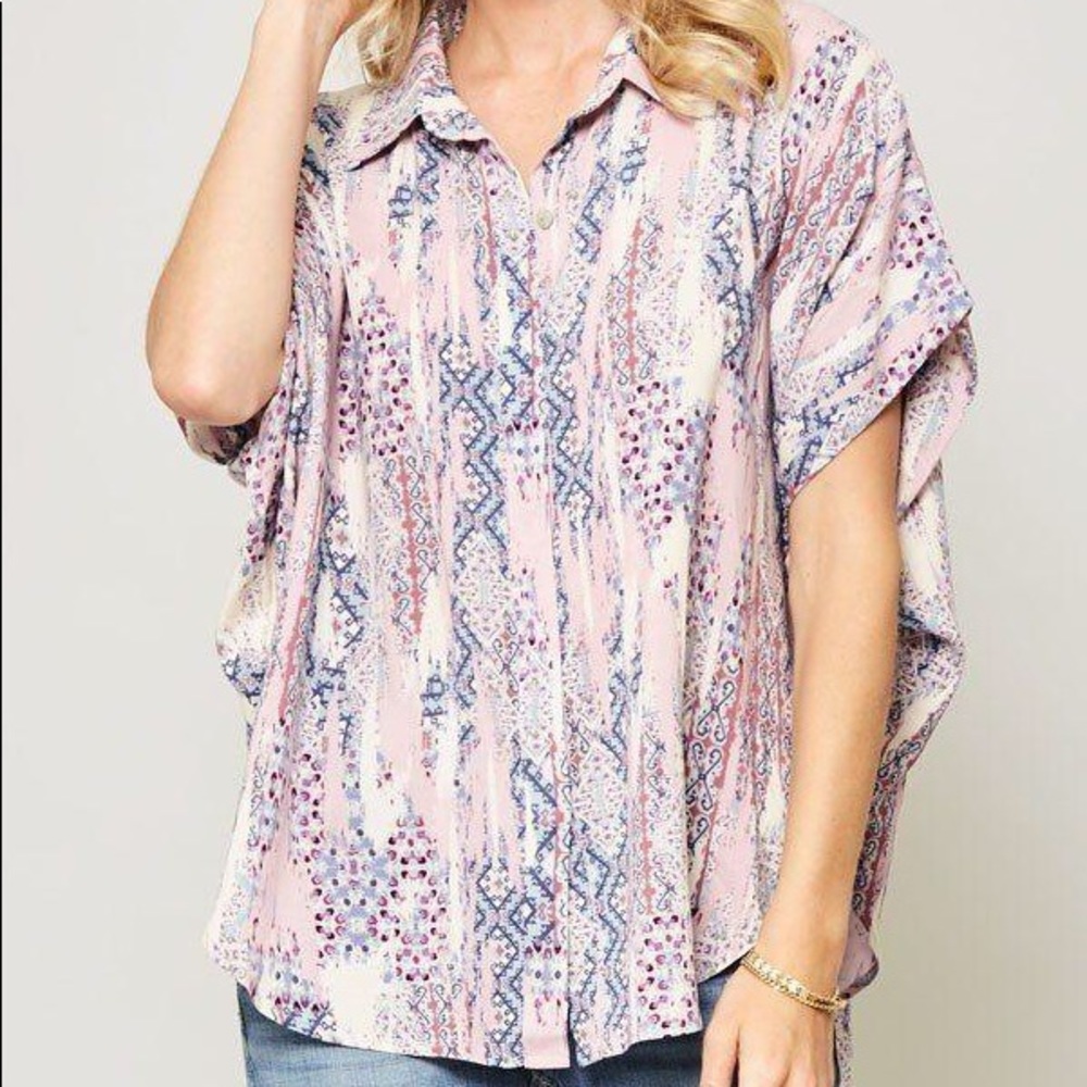 ⭐️Ornately Patterned Woven Top Blush ⭐️ - Picture 2 of 5